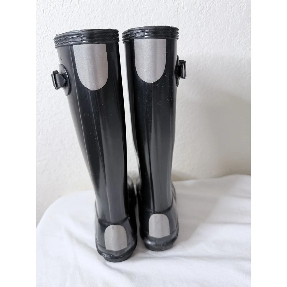 Hunter Big Kids Original Gloss Rain Boots‎ Size 1 Black Waterproof Buckle Strap